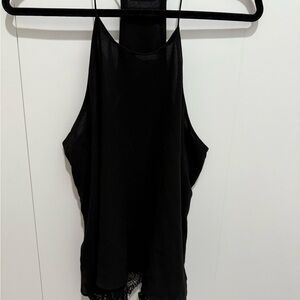 Elegant Black Women's Tank top - lace trim